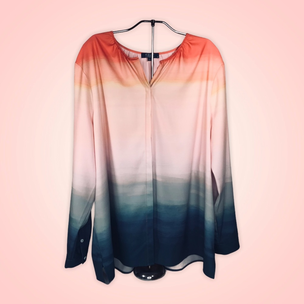 Kelly by Clinton Kelly Sunrise Ombre Top Sz1x EUC